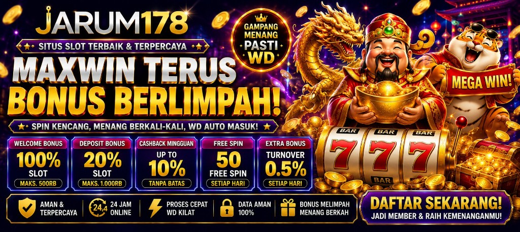 OMPONG188 winning streak banner — gold-red lion arena bonus, fast QRIS auto withdrawal